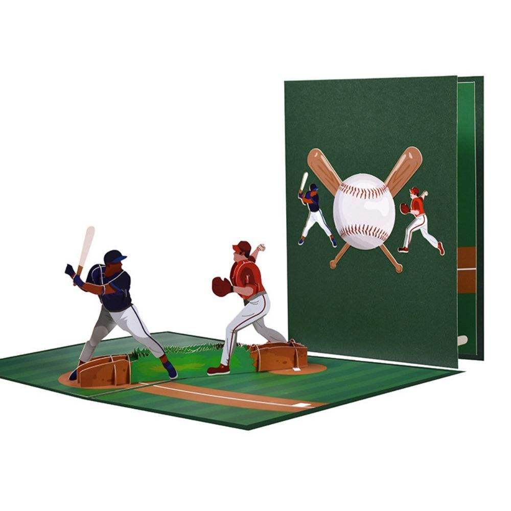 Father's Day 3D Pop Up Card Baseball Game Greeting Card - yournamenecklaceau