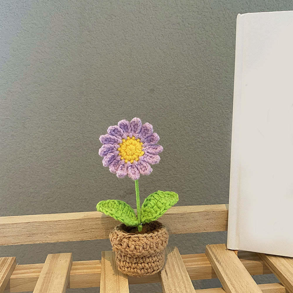 Handmade Crochet Flowers Completed Hand Woven Knitted Potted Plants Gift for Handicraft Lover - yournamenecklaceau