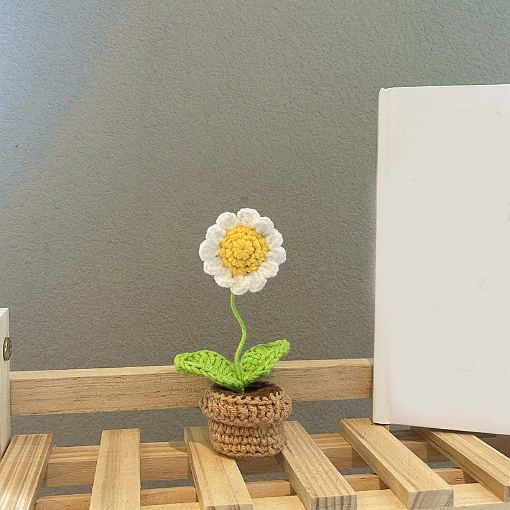 Handmade Crochet Flowers Completed Hand Woven Knitted Potted Plants Gift for Handicraft Lover - yournamenecklaceau