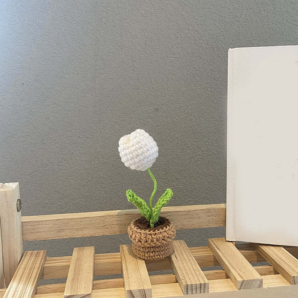 Handmade Crochet Flowers Completed Hand Woven Knitted Potted Plants Gift for Handicraft Lover - yournamenecklaceau