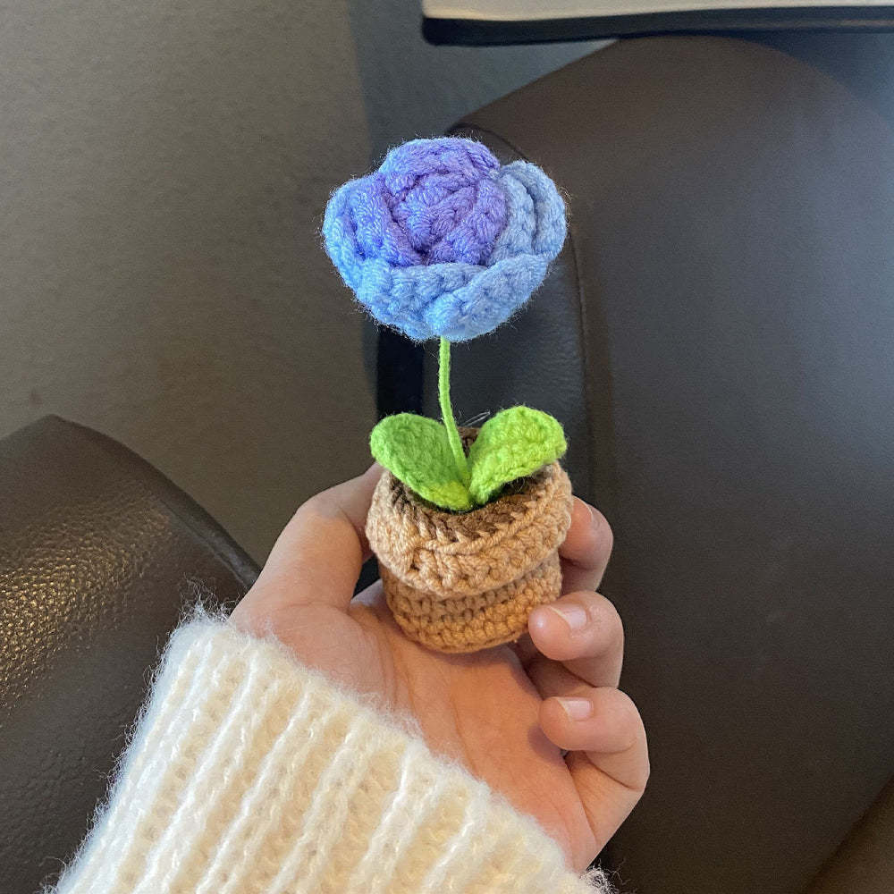 Handmade Crochet Flowers Completed Hand Woven Knitted Potted Plants Gift for Handicraft Lover - yournamenecklaceau