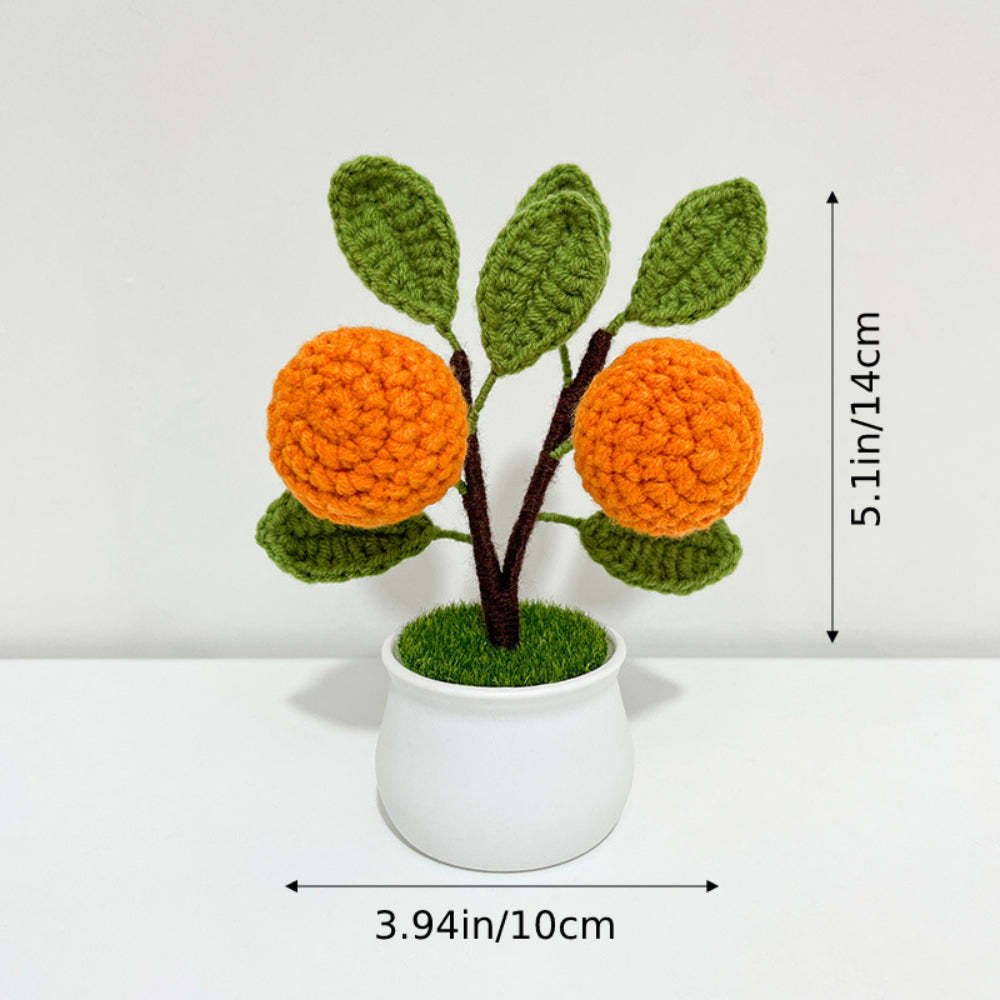 Strawberry Orange Potted Plants Completed Hand Woven Knitted Potted Plants Gift for Handicraft Lover - yournamenecklaceau