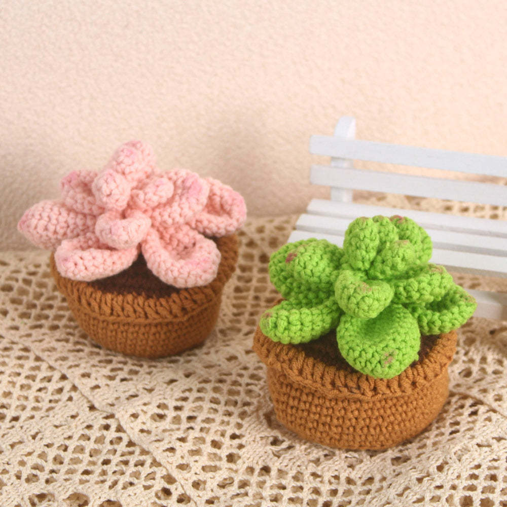Succulent Crochet Potted Plants Completed Hand Woven Knitted Potted Plants Gift for Handicraft Lover - yournamenecklaceau
