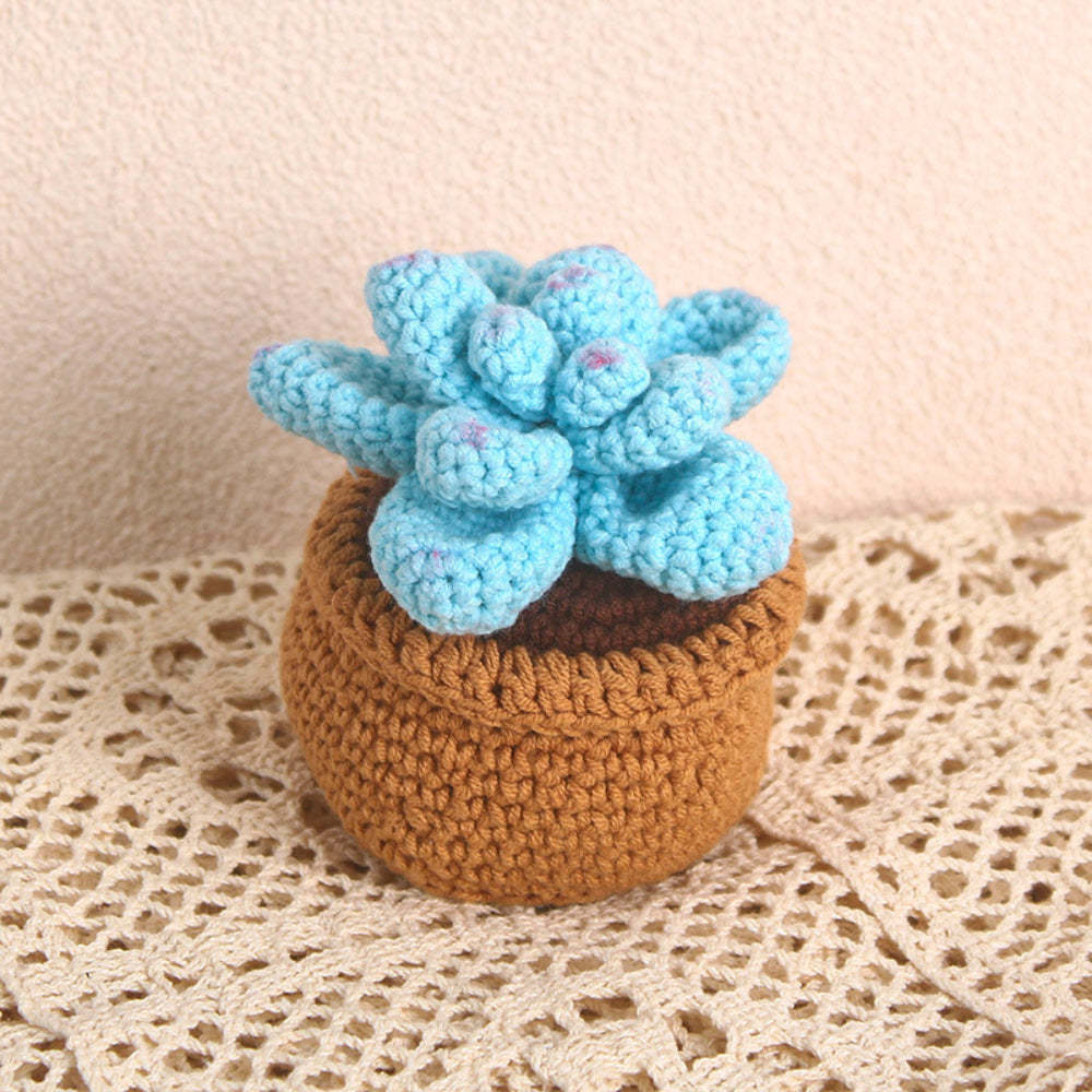Succulent Crochet Potted Plants Completed Hand Woven Knitted Potted Plants Gift for Handicraft Lover - yournamenecklaceau