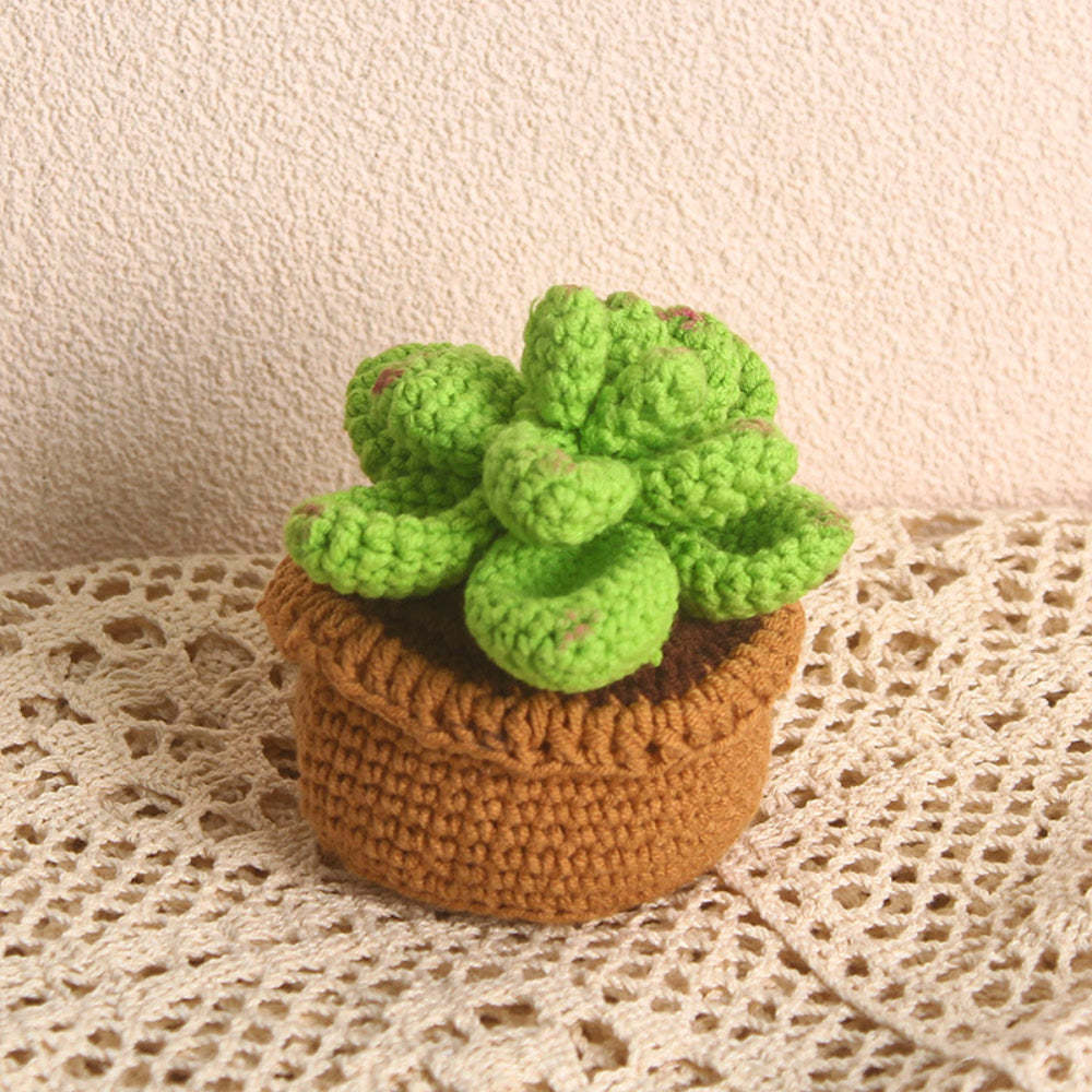 Succulent Crochet Potted Plants Completed Hand Woven Knitted Potted Plants Gift for Handicraft Lover - yournamenecklaceau