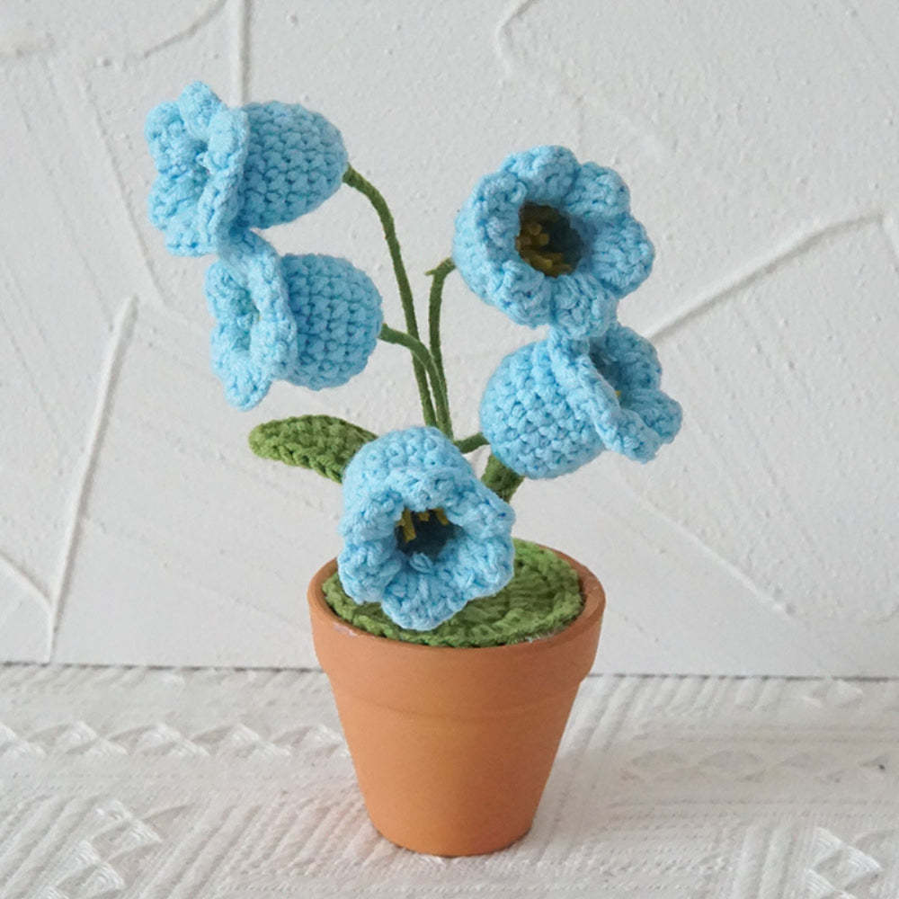 Lily of the Valley Potted Plants Completed Hand Woven Knitted Potted Plants Gift for Handicraft Lover - yournamenecklaceau