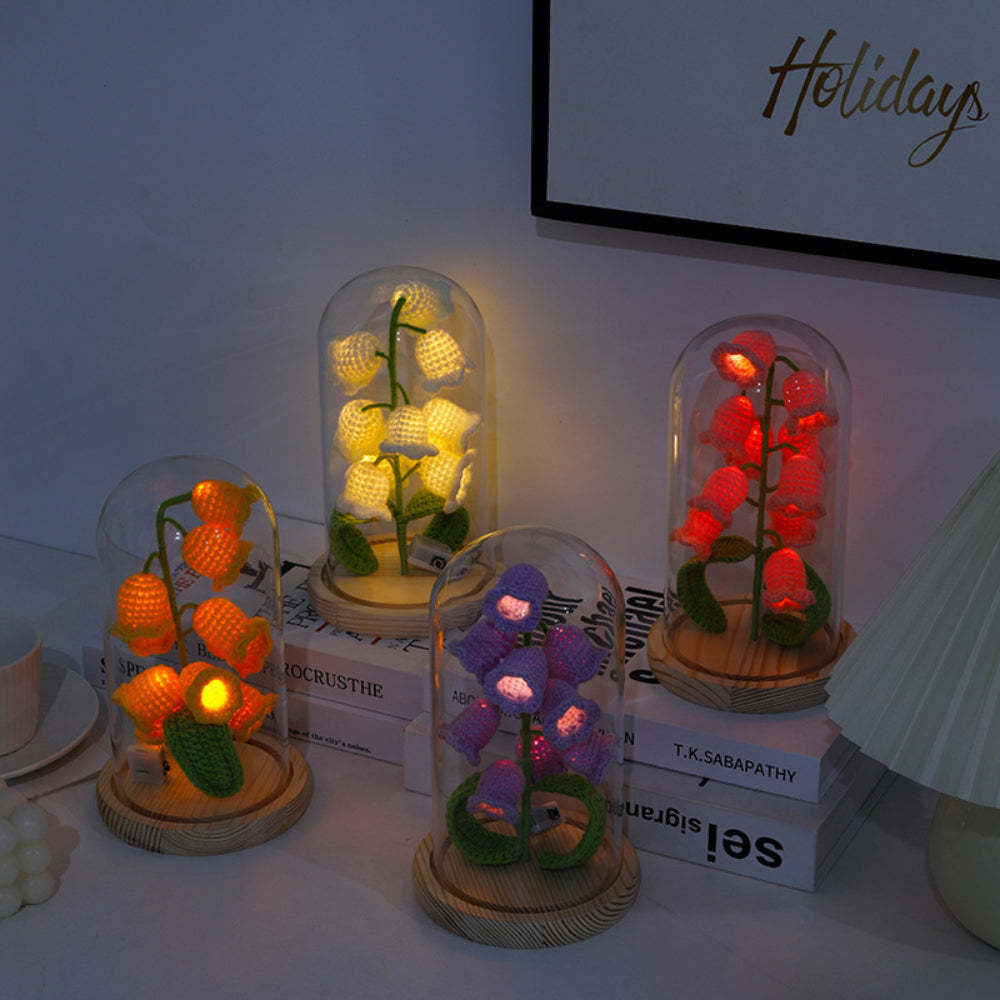 Lily of the Valley Flower Night Lights Crochet Artificial Lily Lamp Home Decor Gifts - yournamenecklaceau