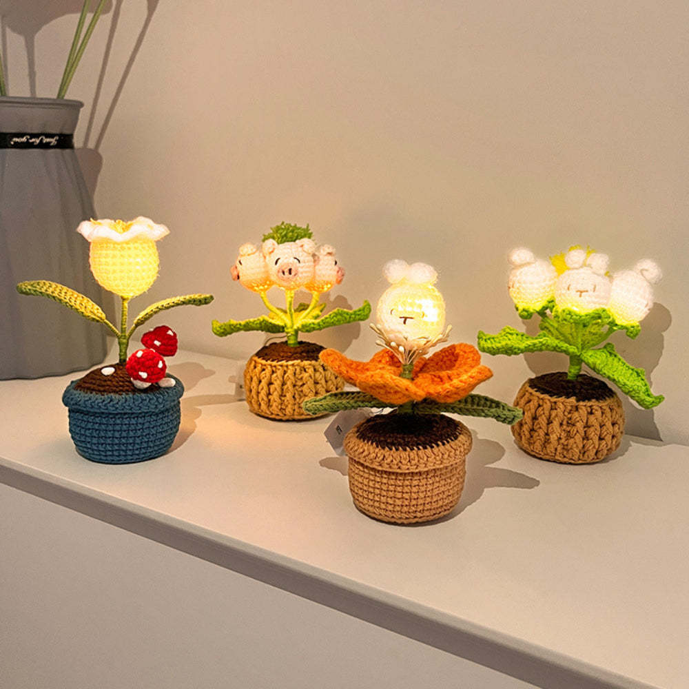 Doll Flowers Night Light Crochet Artificial Lamp Home Decor Gifts - yournamenecklaceau