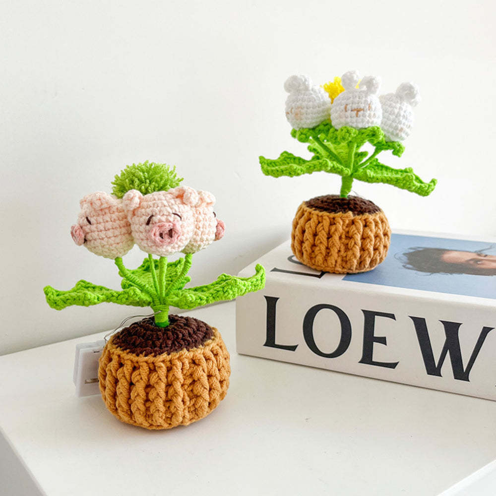 Doll Flowers Night Light Crochet Artificial Lamp Home Decor Gifts - yournamenecklaceau