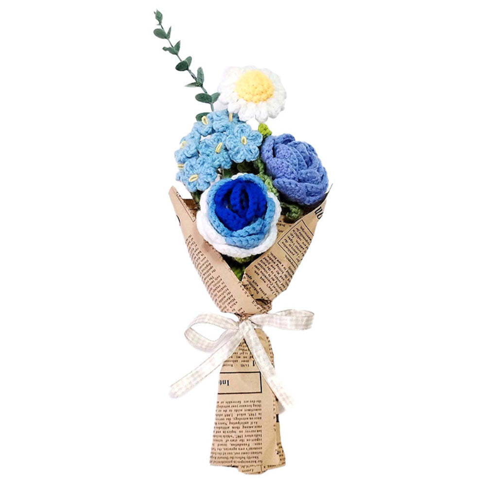 Crochet Flowers Bouquet Handmade Knitted Rose Bouquet Gift for Her - yournamenecklaceau
