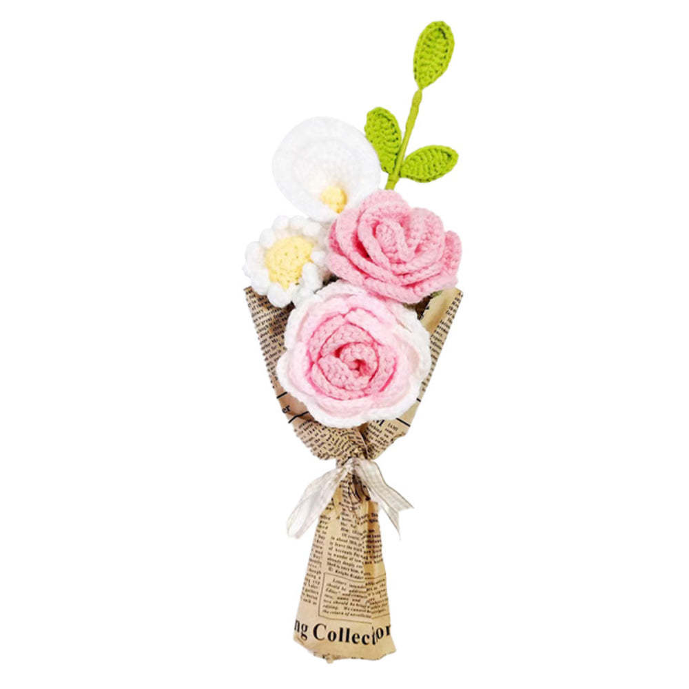 Crochet Flowers Bouquet Handmade Knitted Rose Bouquet Gift for Her - yournamenecklaceau