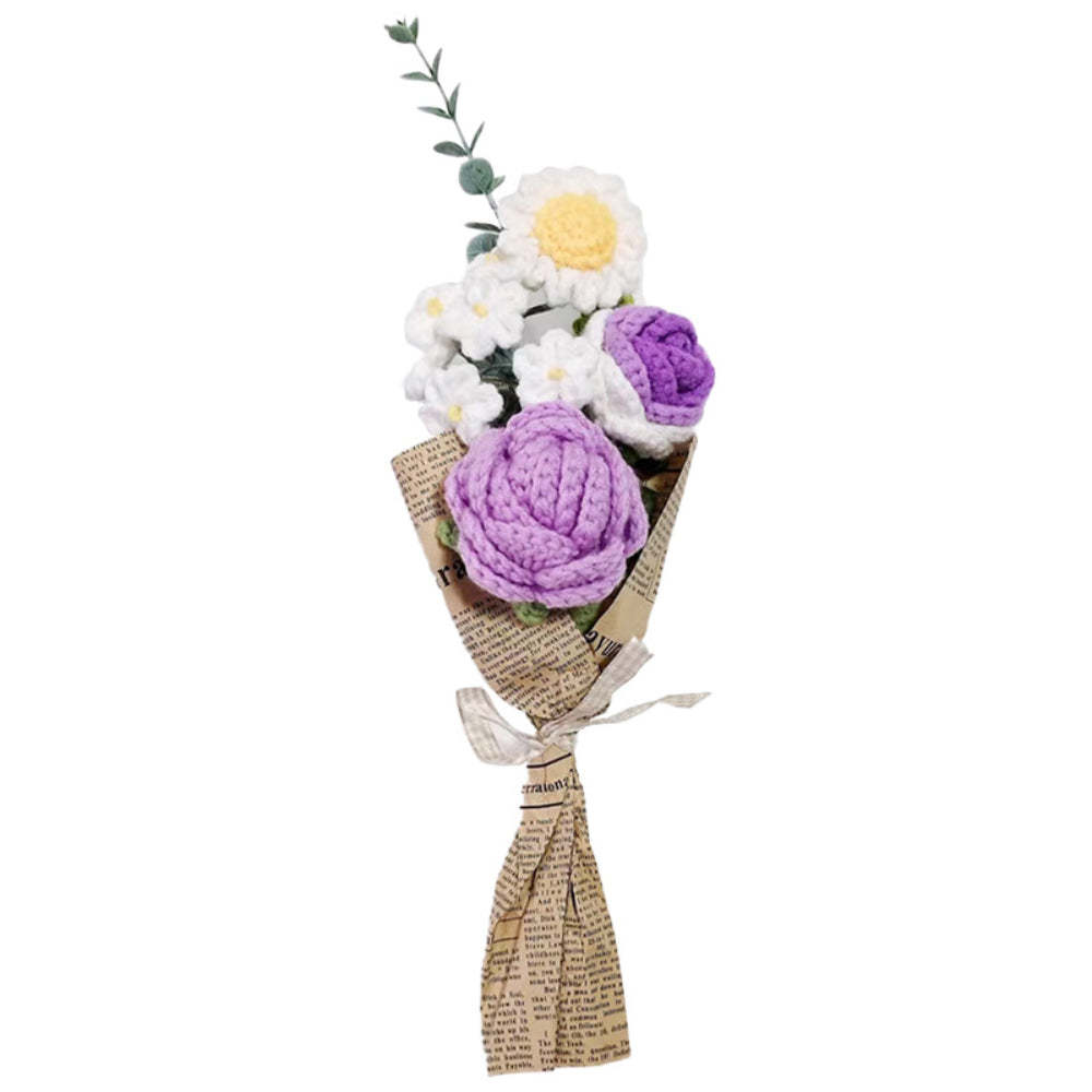 Crochet Flowers Bouquet Handmade Knitted Rose Bouquet Gift for Her - yournamenecklaceau
