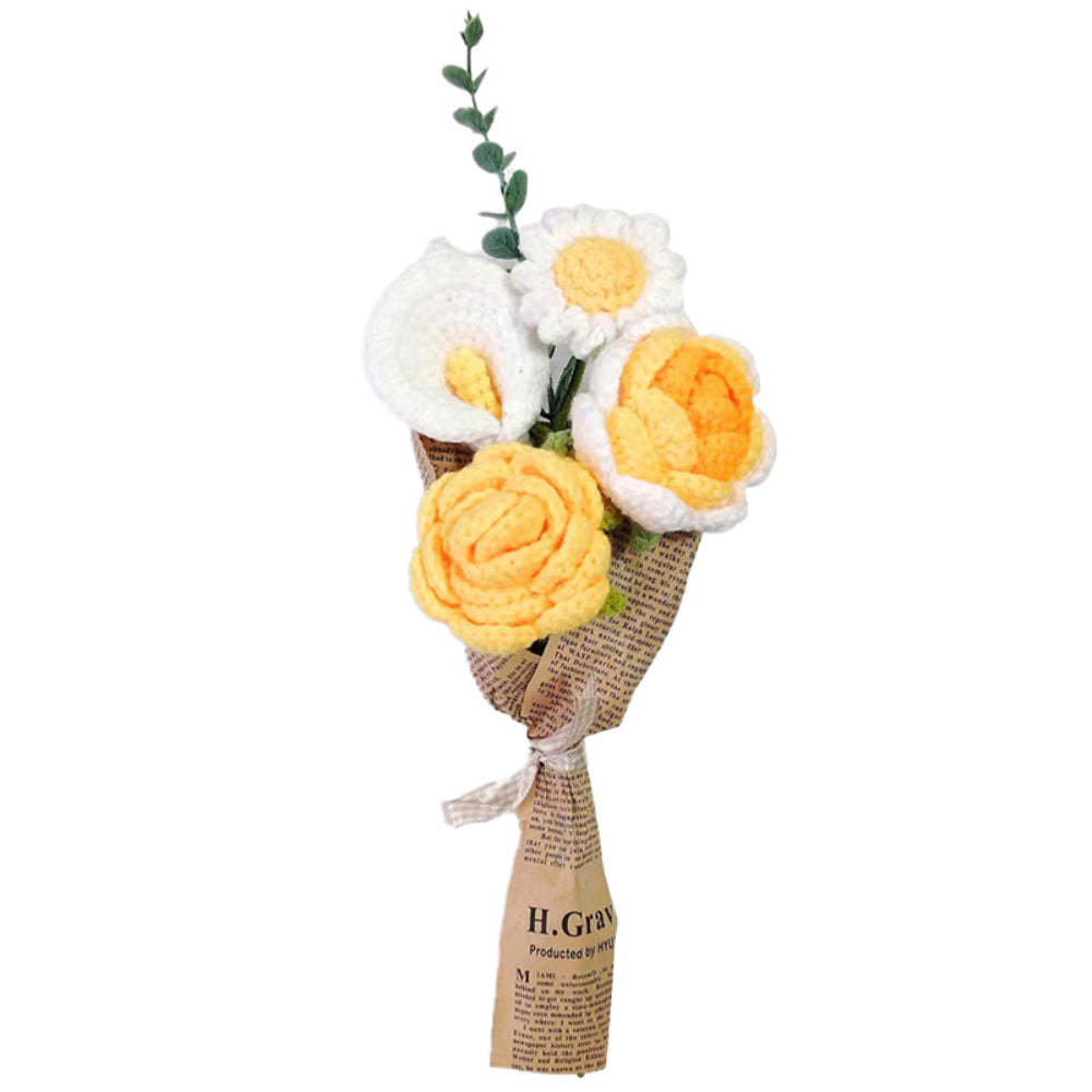 Crochet Flowers Bouquet Handmade Knitted Rose Bouquet Gift for Her - yournamenecklaceau