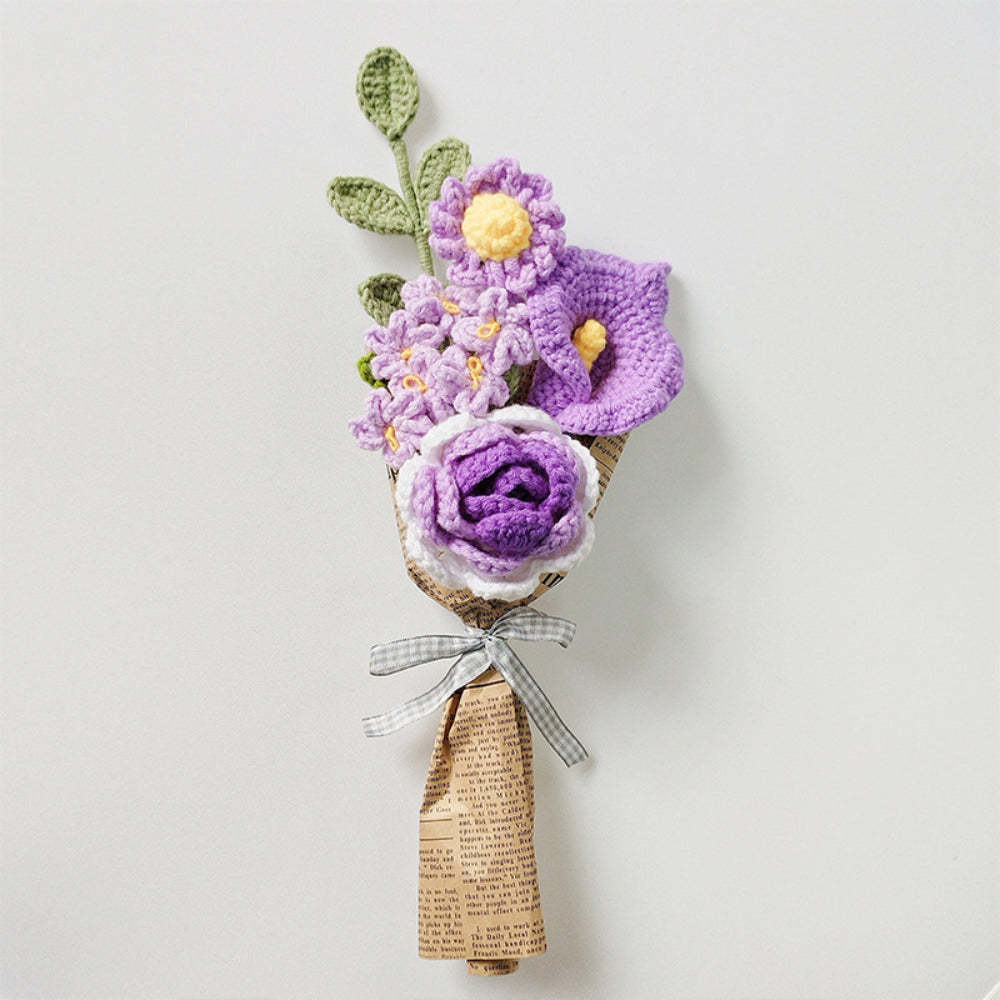Crochet Flowers Bouquet Handmade Knitted Rose Bouquet Gift for Her - yournamenecklaceau