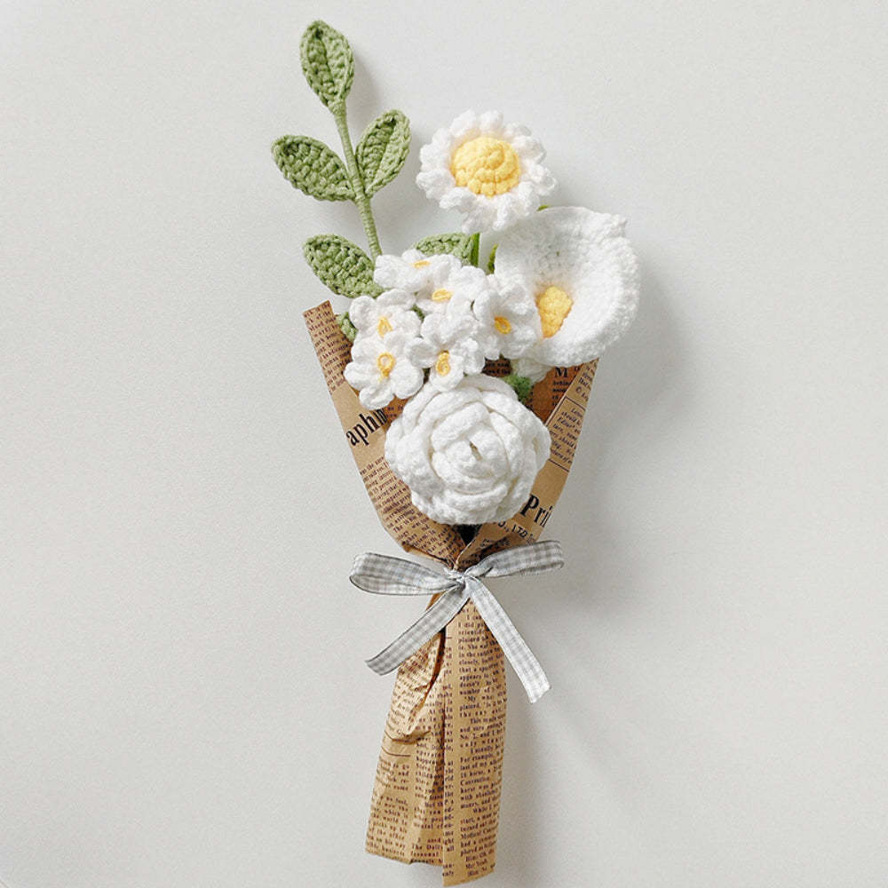 Crochet Flowers Bouquet Handmade Knitted Rose Bouquet Gift for Her - yournamenecklaceau