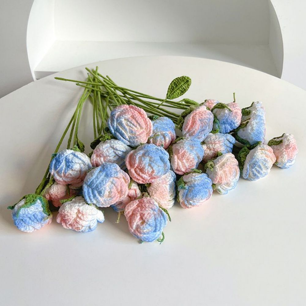 1pc Handmade Knitted Flower Rose Crochet Flower Gift for Her - yournamenecklaceau