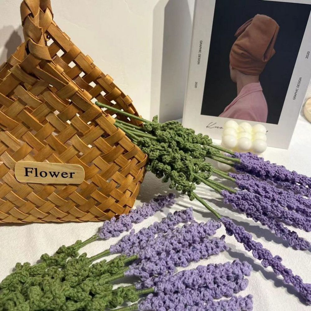 1pc Handmade Knitted Flower Lavender Crochet Flower Gift for Her - yournamenecklaceau