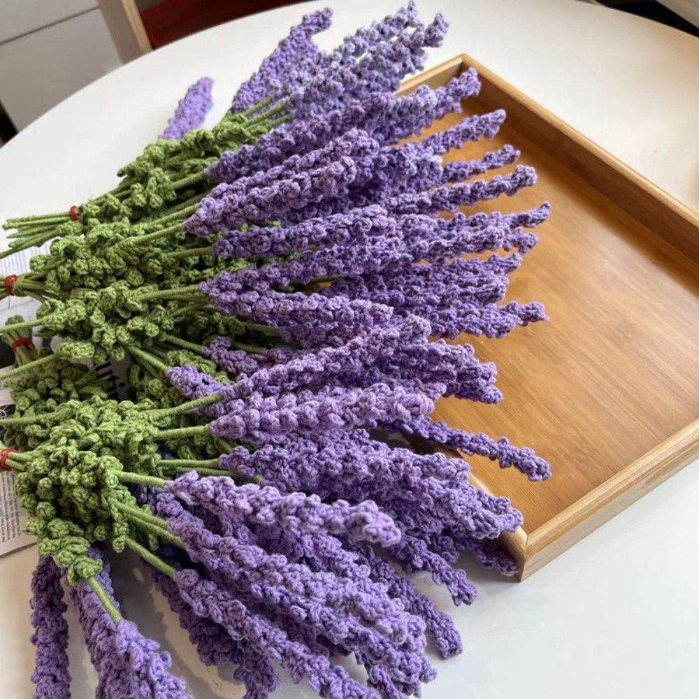 1pc Handmade Knitted Flower Lavender Crochet Flower Gift for Her - yournamenecklaceau