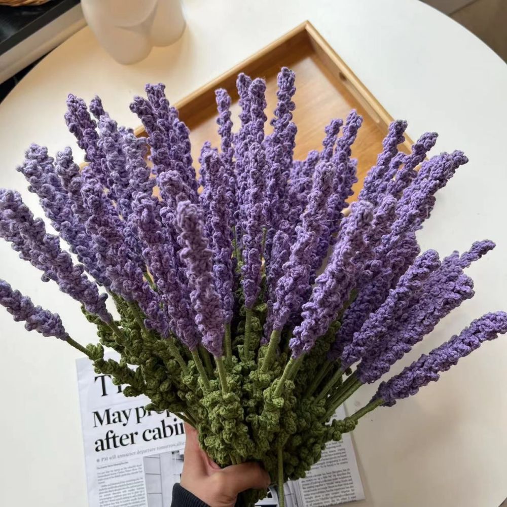 1pc Handmade Knitted Flower Lavender Crochet Flower Gift for Her - yournamenecklaceau