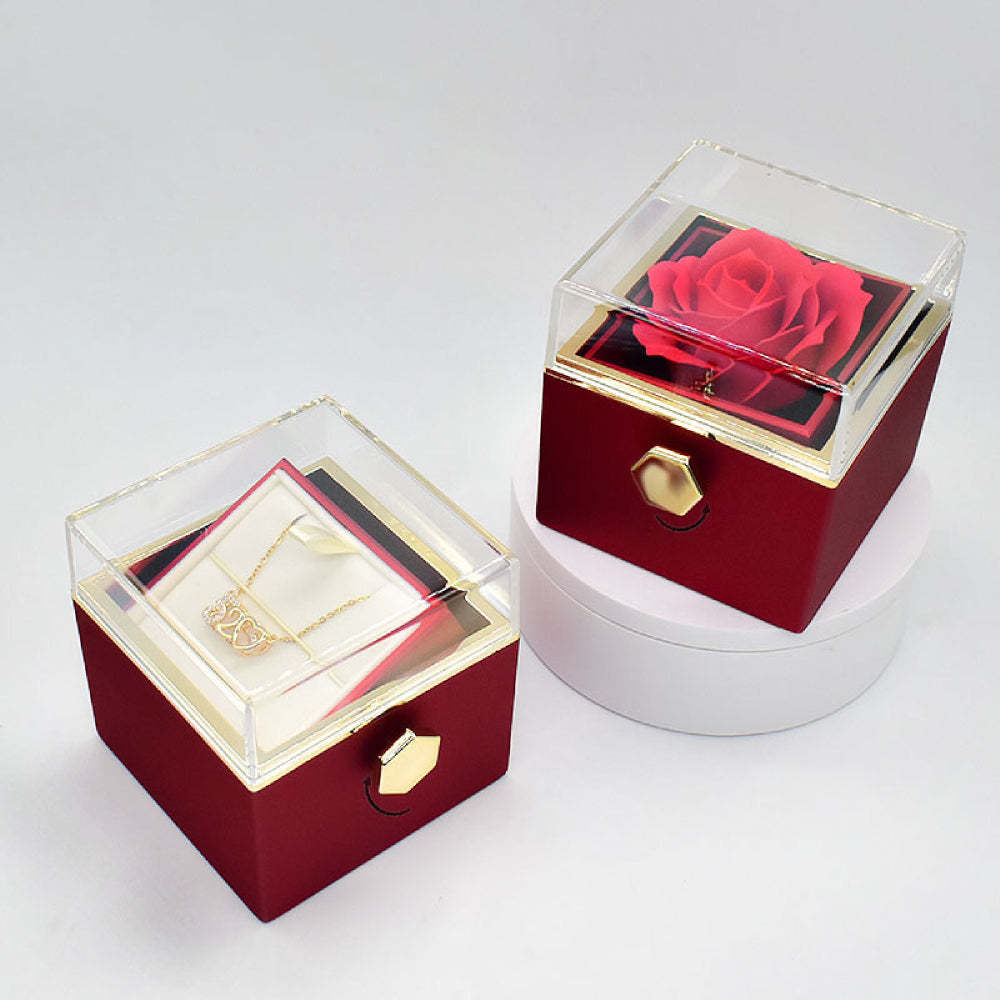 Rotating Eternal Flower Box Creative Ring Pendant Jewelry Rose Box Valentine's Day Gift - yournamenecklaceau