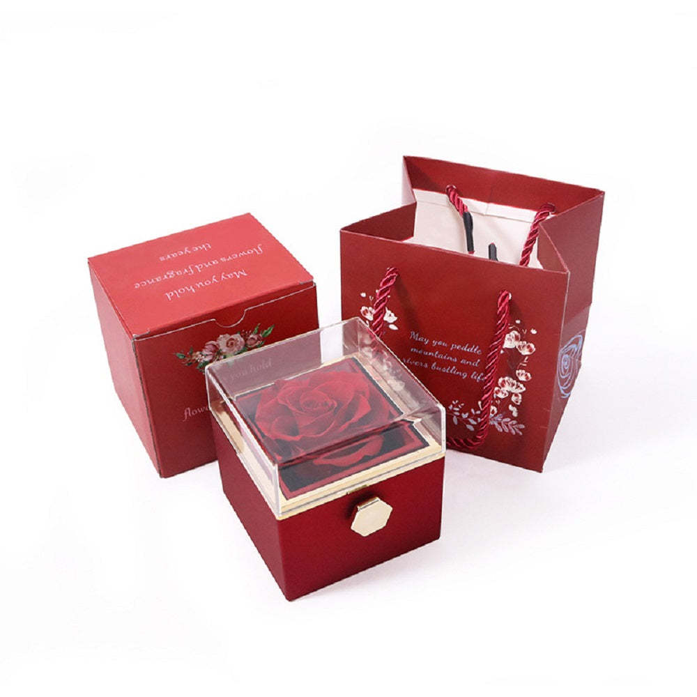 Rotating Eternal Flower Box Creative Ring Pendant Jewelry Rose Box Valentine's Day Gift - yournamenecklaceau