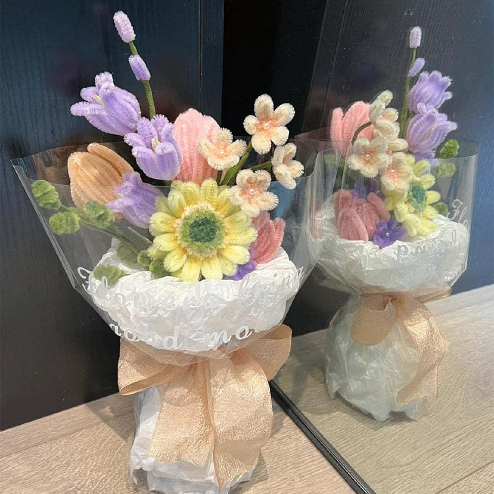 Pipe Cleaner Flowers Bouquet Handmade Twist Stick Bouquet Gift for Her - yournamenecklaceau