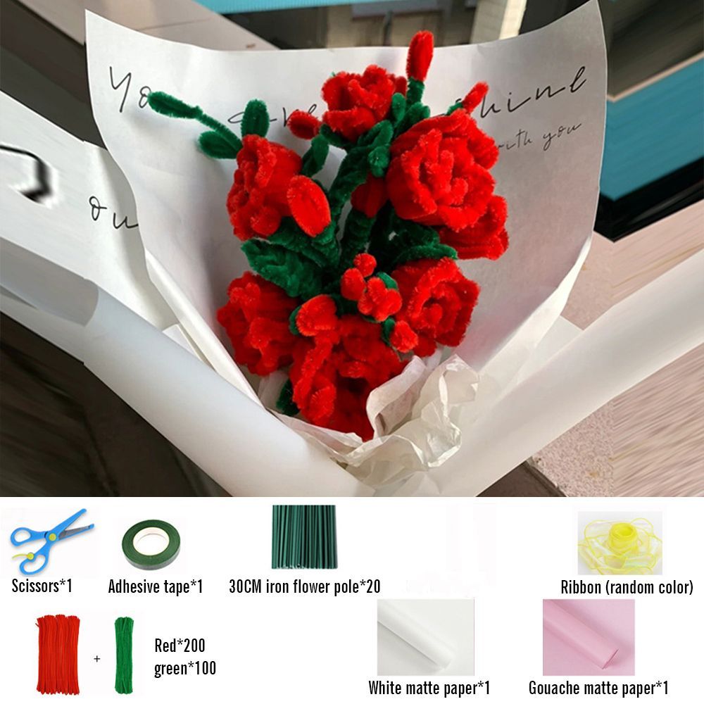 DIY Pipe Cleaner Roses Bouquet Handmade Twist Stick Bouquet Gift - yournamenecklaceau