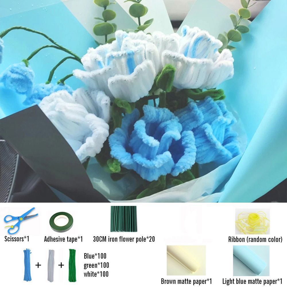 DIY Pipe Cleaner Roses Bouquet Handmade Twist Stick Bouquet Gift - yournamenecklaceau