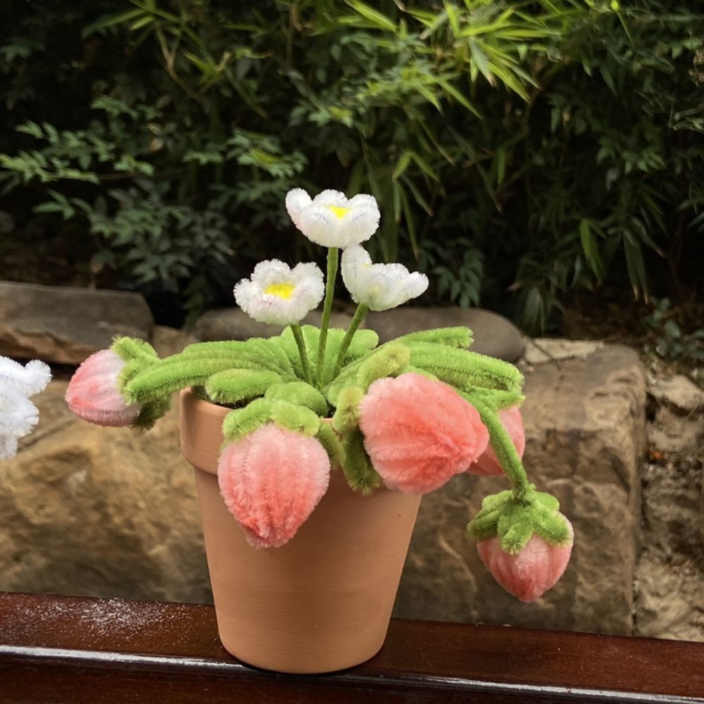 Pipe Cleaner Potted Plant Handmade Twist Stick Flowers Gift - yournamenecklaceau