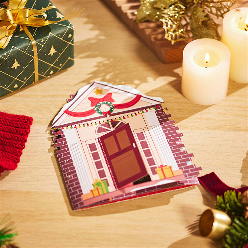 Christmas 3D Pop Up Card Christmas Cat Flower Box Greeting Card - yournamenecklaceau
