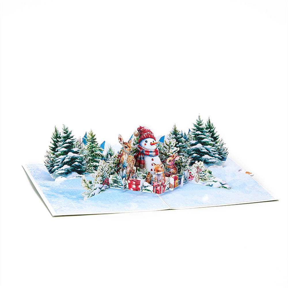 Christmas 3D Pop Up Card Christmas Snowman Jungle Greeting Card - yournamenecklaceau