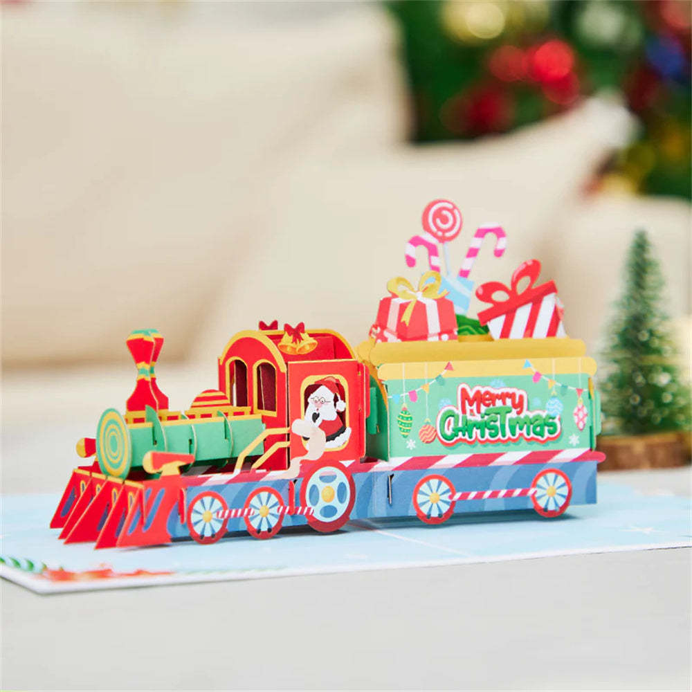 Christmas 3D Pop Up Card Christmas Train Greeting Card - yournamenecklaceau
