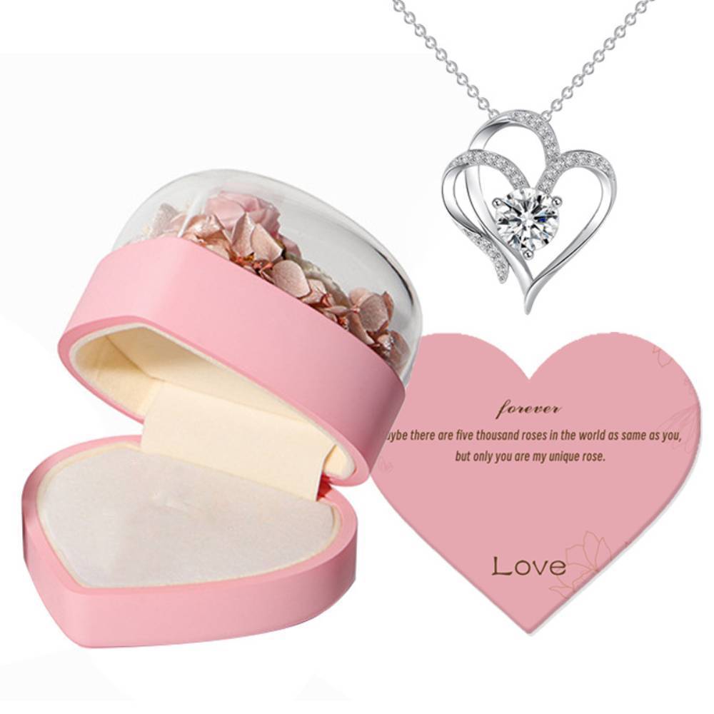 Rose Jewelry Box Heart Gift Box Necklace Gift Box Valentine's Day Gift for Her - yournamenecklaceau