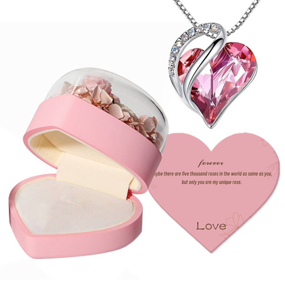 Rose Jewelry Box Heart Gift Box Necklace Gift Box Valentine's Day Gift for Her - yournamenecklaceau