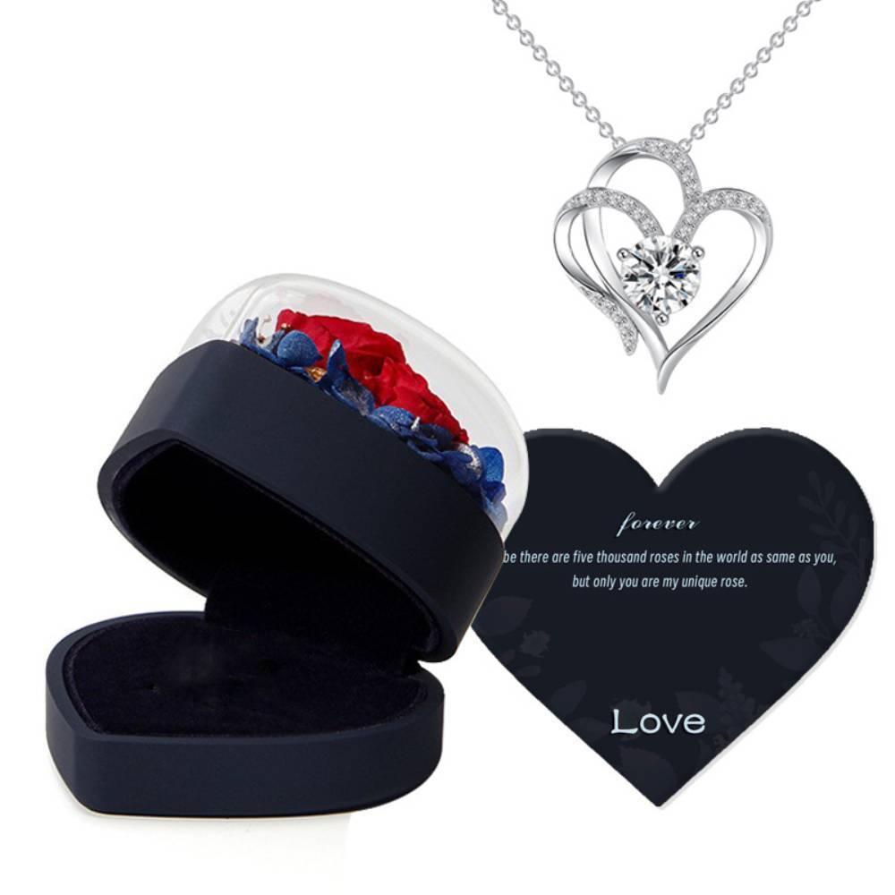 Rose Jewelry Box Heart Gift Box Necklace Gift Box Valentine's Day Gift for Her - yournamenecklaceau