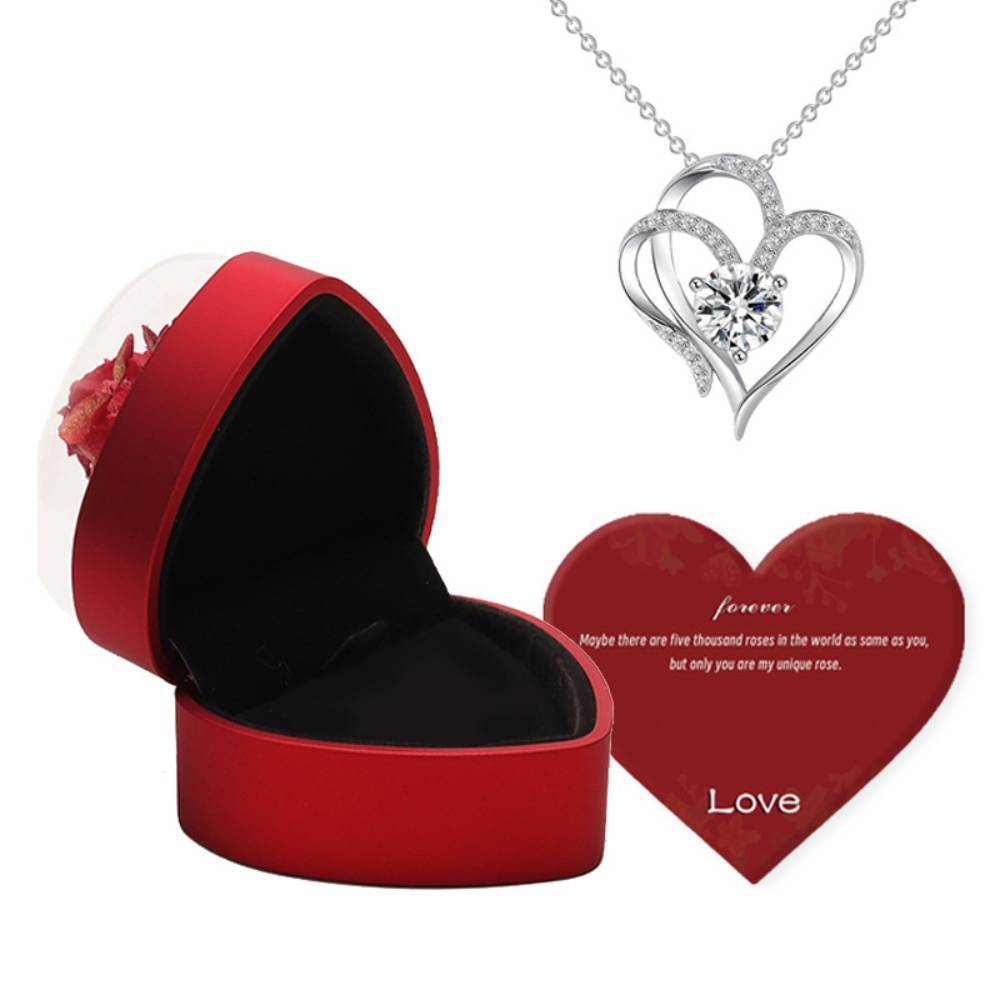 Rose Jewelry Box Heart Gift Box Necklace Gift Box Valentine's Day Gift for Her - yournamenecklaceau