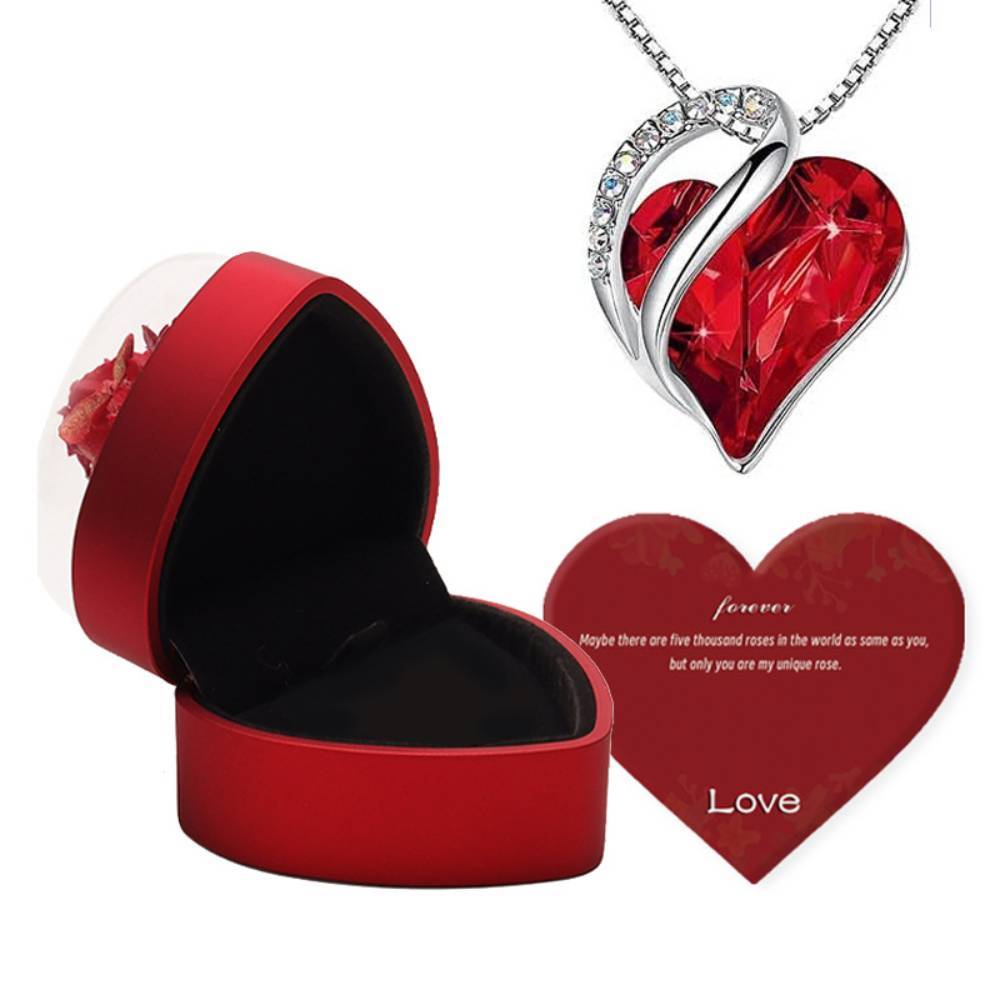 Rose Jewelry Box Heart Gift Box Necklace Gift Box Valentine's Day Gift for Her - yournamenecklaceau