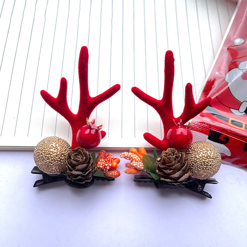 Christmas Reindeer Antler Hair Clips Adorable Christmas Deer Ear Hair Barrettes Festive Holiday Hair Accessories (BOGO Free!) - NameNecklaceAU