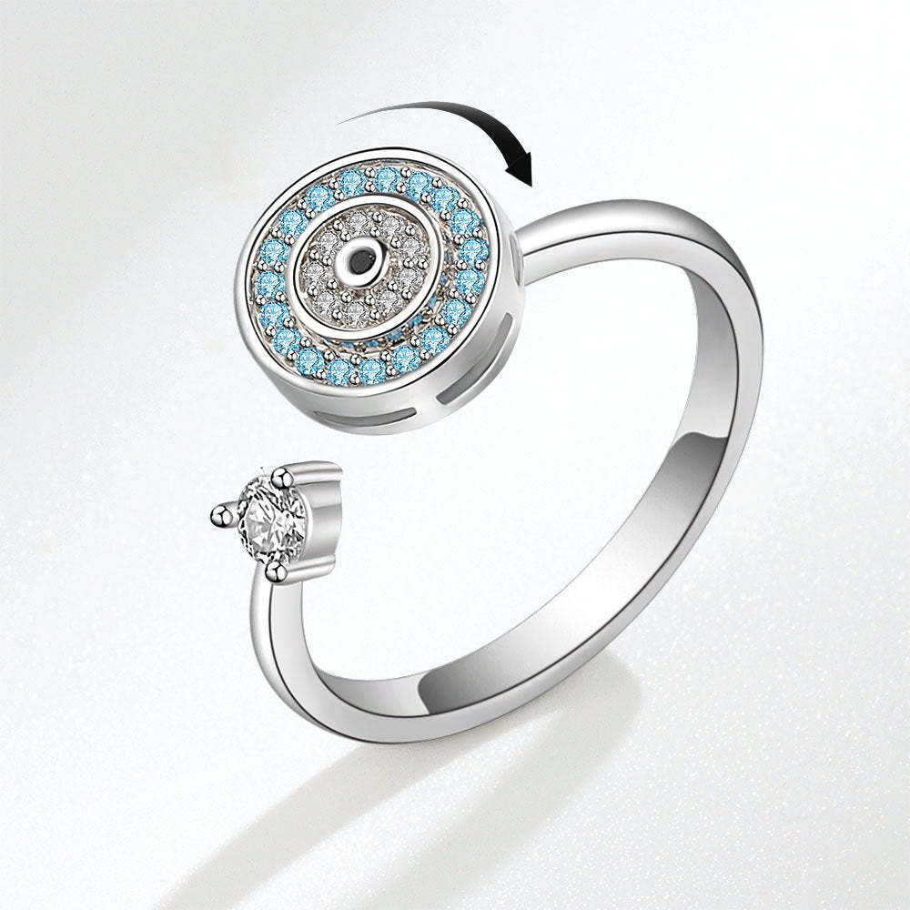 Evil Eye Fidget Anti-anxiety Ring Open Adjustable Spinner Ring Jewelry Gifts for Her - yournamenecklaceau