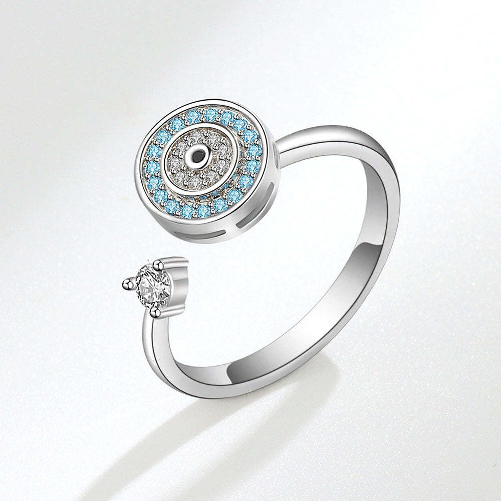 Evil Eye Fidget Anti-anxiety Ring Open Adjustable Spinner Ring Jewelry Gifts for Her - yournamenecklaceau