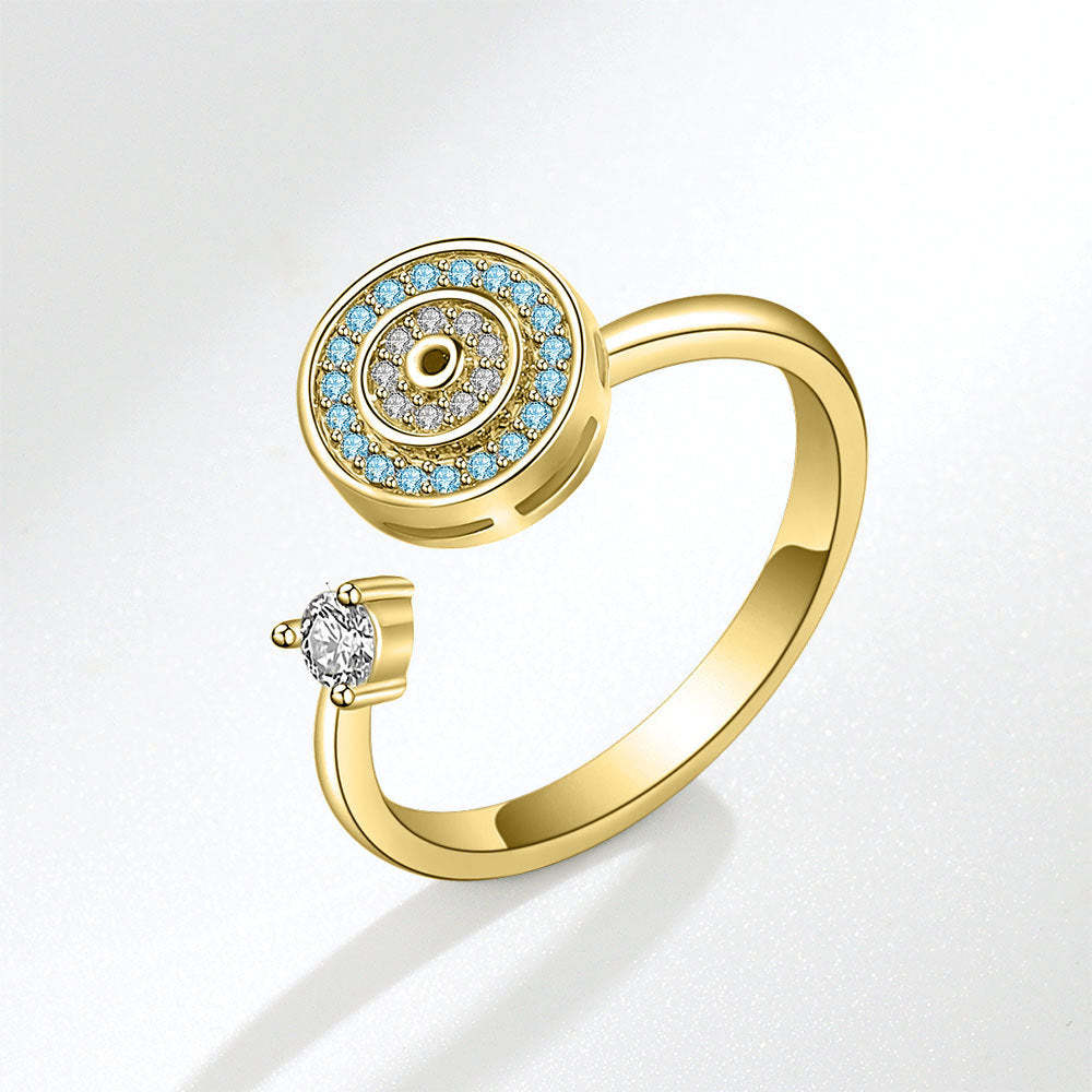 Evil Eye Fidget Anti-anxiety Ring Open Adjustable Spinner Ring Jewelry Gifts for Her - yournamenecklaceau