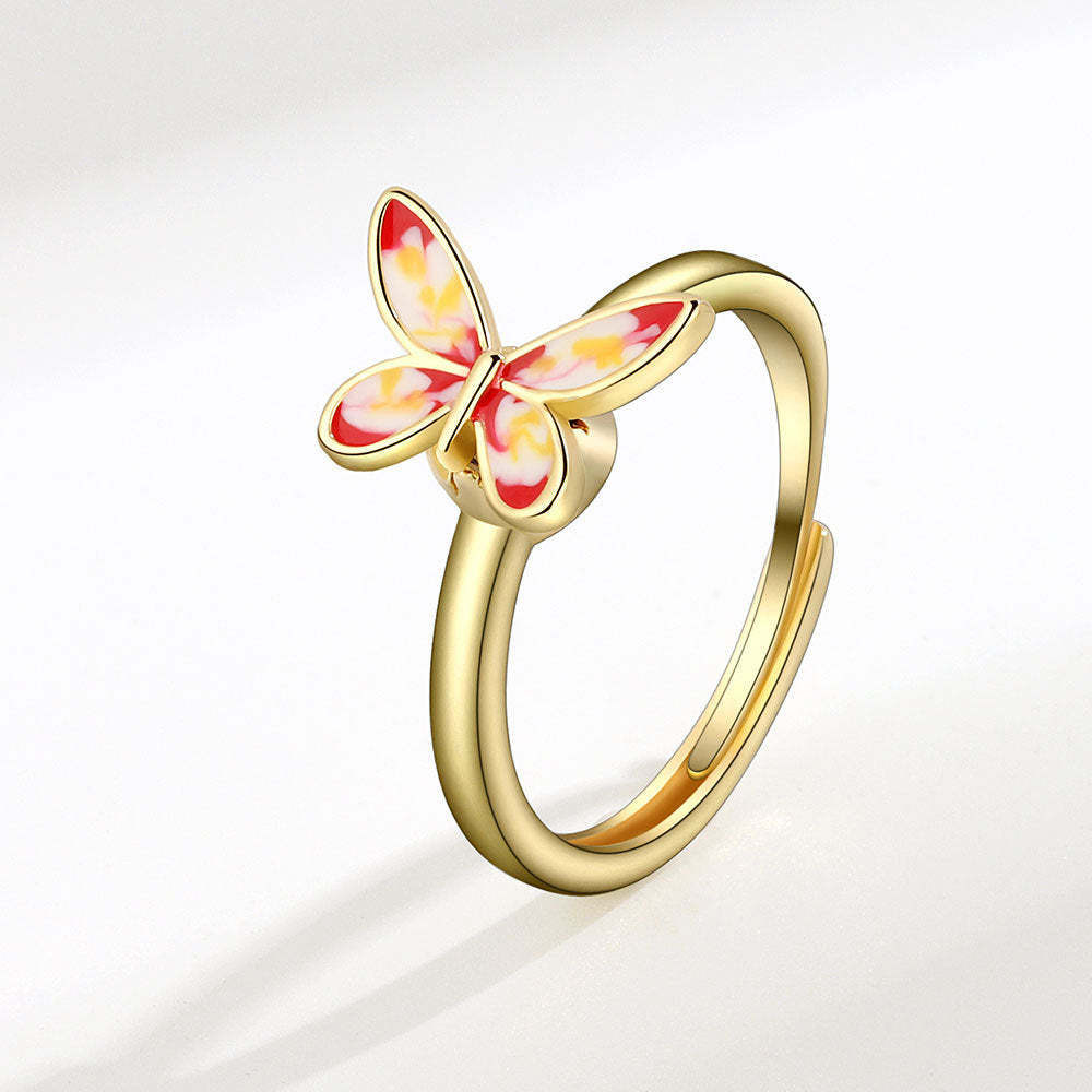 Fidget Anti-anxiety Ring Butterfly Open Adjustable Spinner Ring Jewelry Gifts for Her - yournamenecklaceau