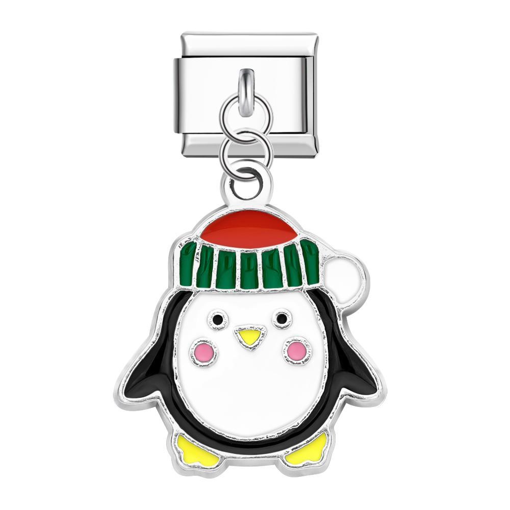 Christmas Penguin Italian Charm For Italian Charm Bracelets Composable Link Christmas Gift - yournamenecklaceau