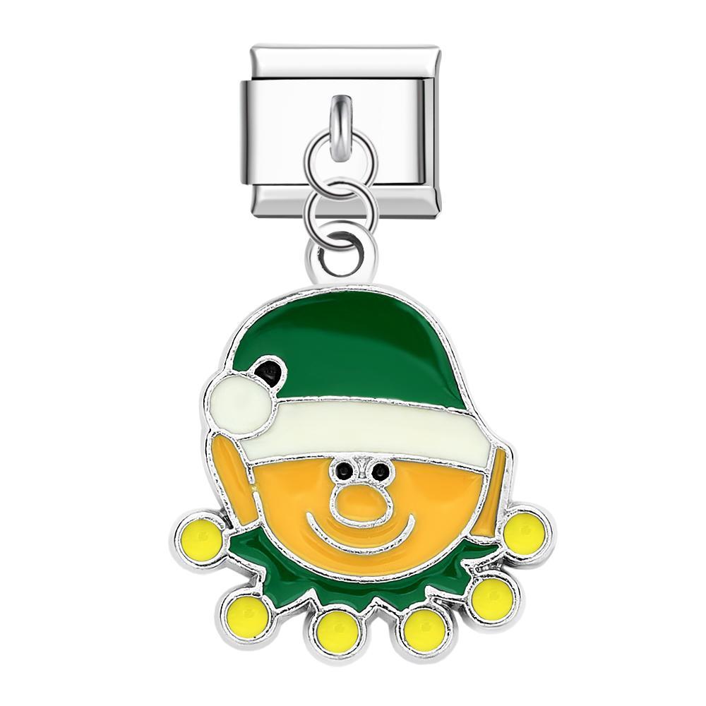 Christmas Elf Italian Charm For Italian Charm Bracelets Composable Link Christmas Gift - yournamenecklaceau