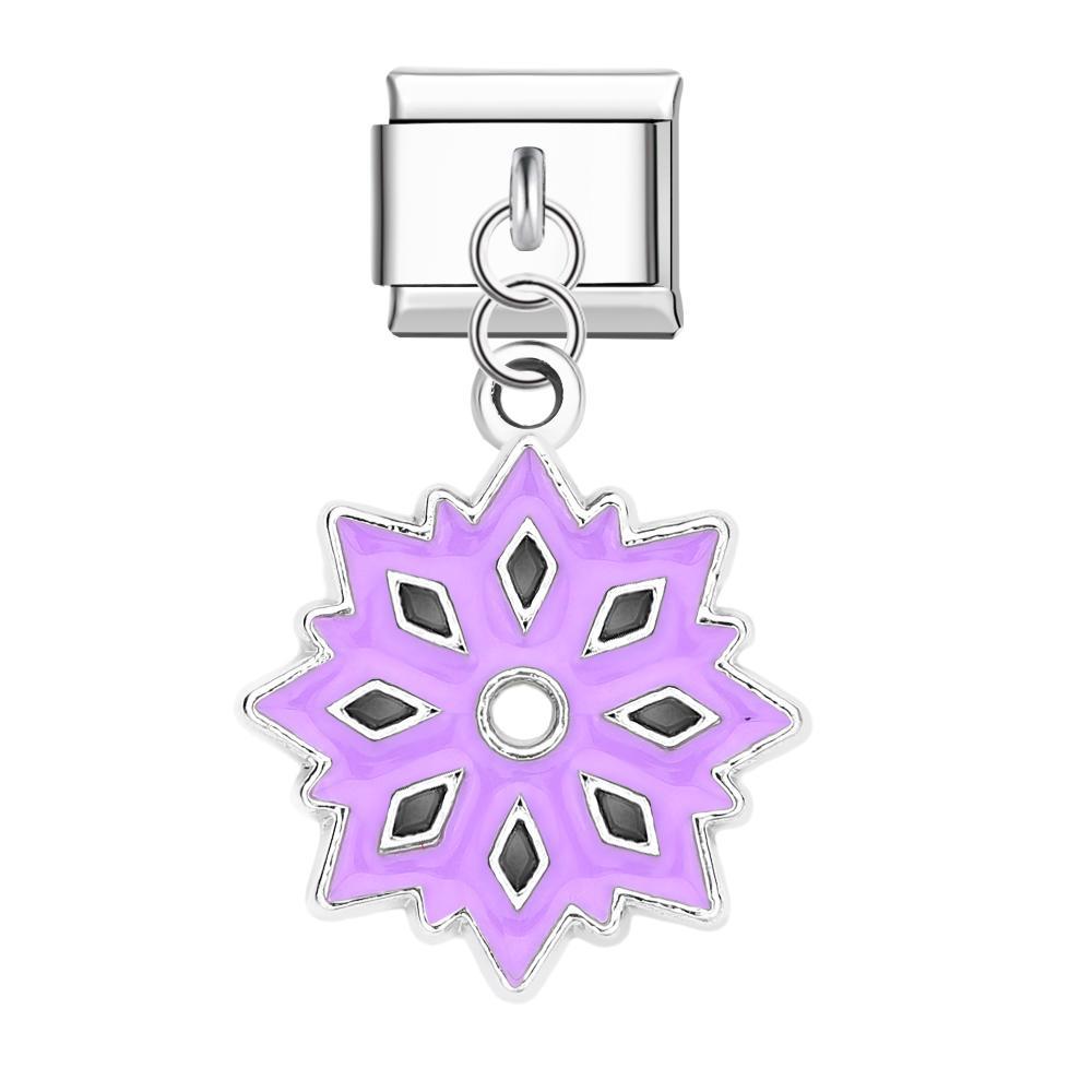 Purple Snowflakes Italian Charm For Italian Charm Bracelets Composable Link Christmas Gift - yournamenecklaceau