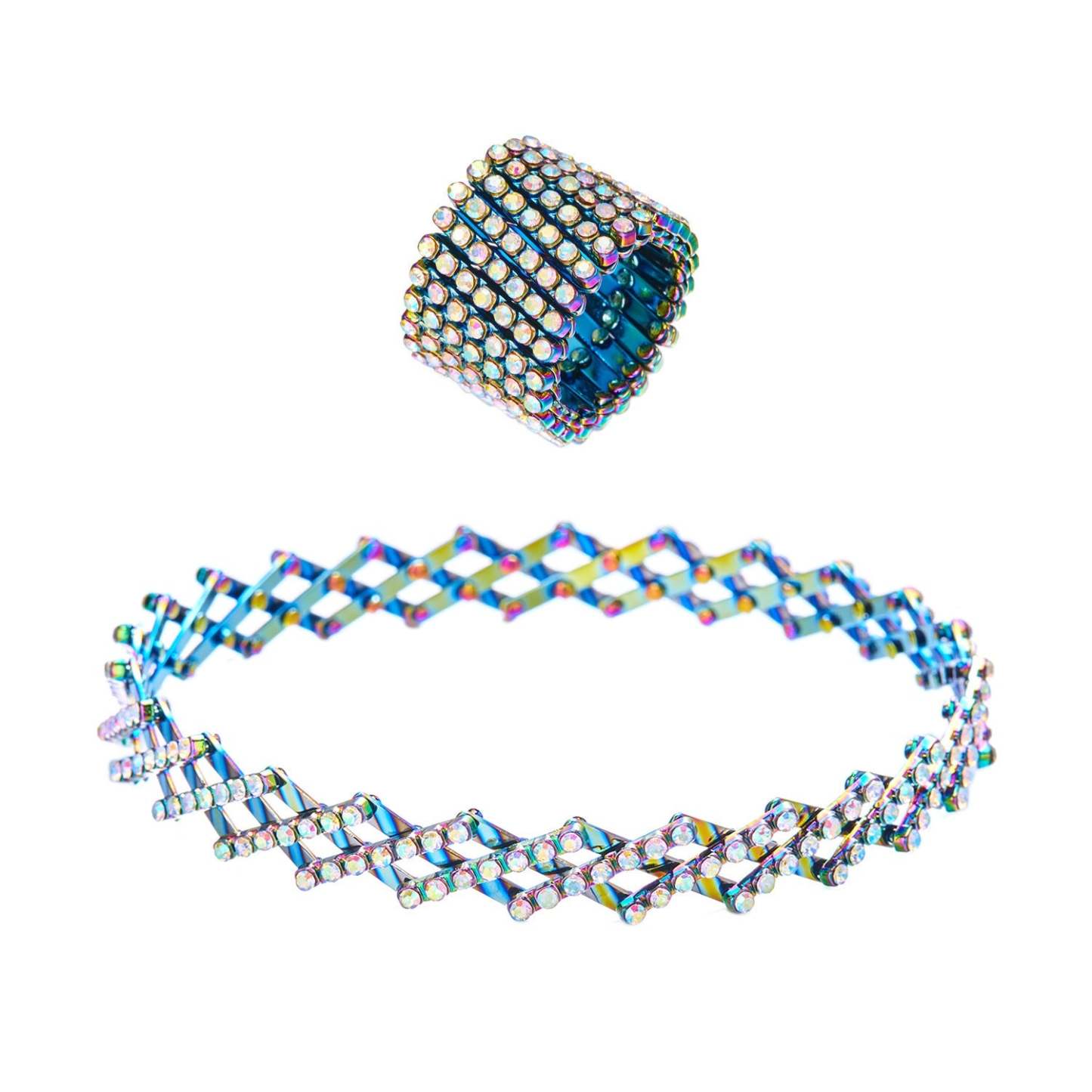 2 in 1 Magic Retractable Ring Bracelet Multicolor Deformable Bracelet Fashion Size Adjustable Ring - yournamenecklaceau