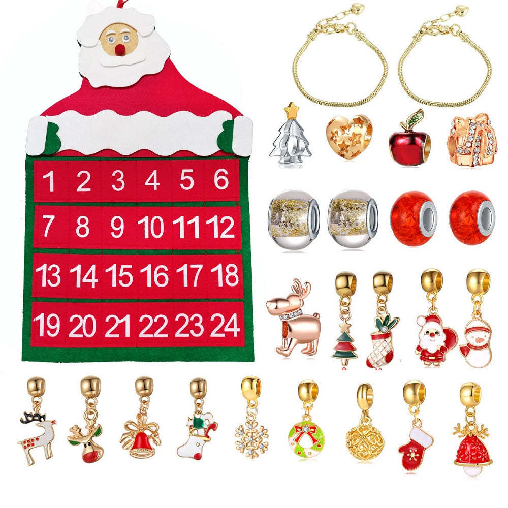 Christmas Bracelet Surprise Blind Box Charms Bracelet Set Calendar Advent 24 Countdown - yournamenecklaceau