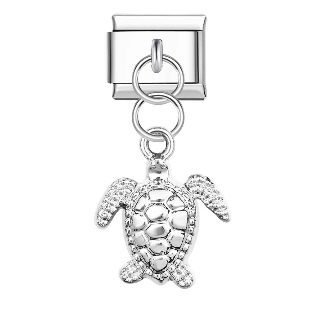 Silver Turtle Italian Charm For Italian Charm Bracelets Composable Link - yournamenecklaceau