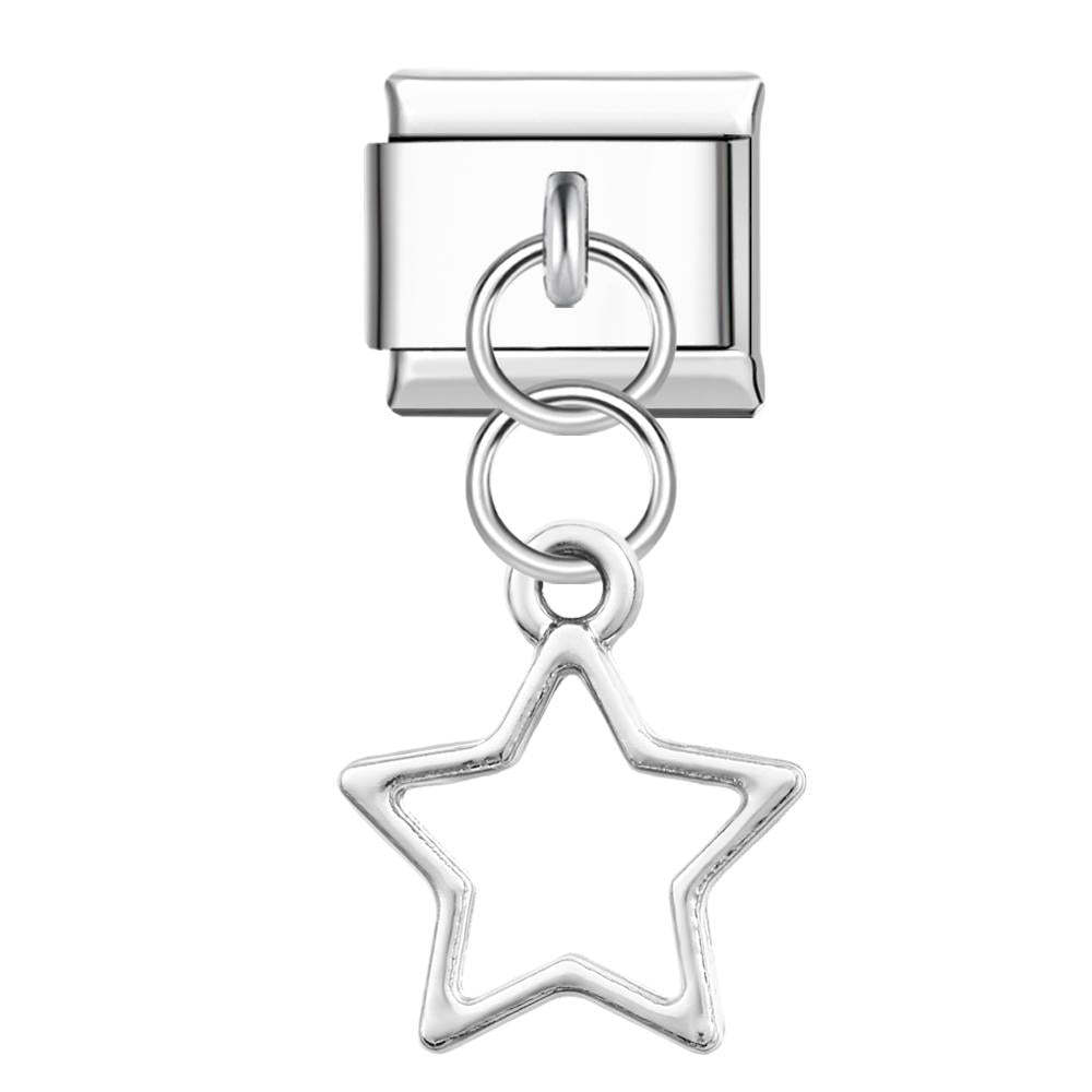 Silver Pentagram Italian Charm For Italian Charm Bracelets Composable Link - yournamenecklaceau