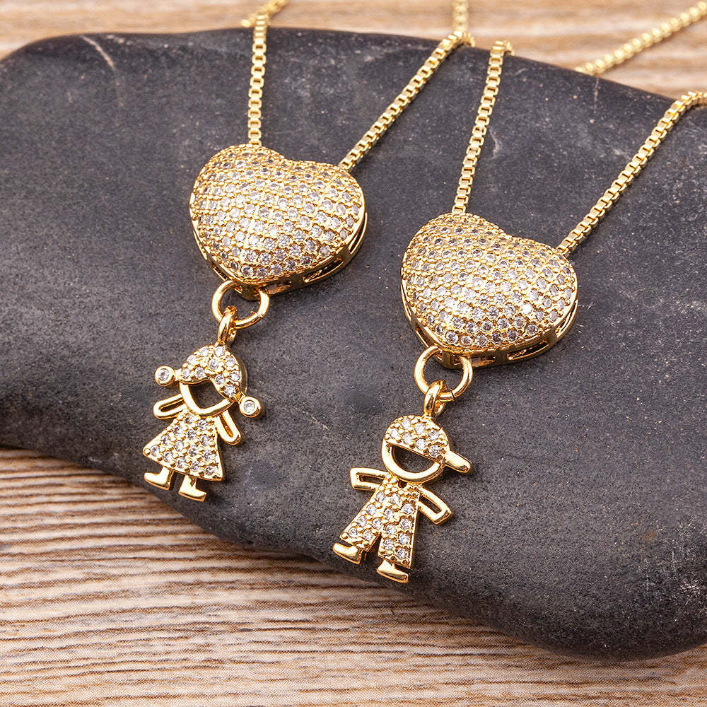 Mother's Love Necklace Boys and Girls Heart Pendant Necklace Gifts For Mom - yournamenecklaceau